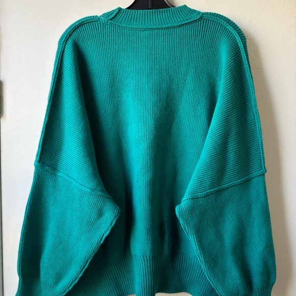 Free People Teal Knit Crewneck Sweater - Picture 6 of 14